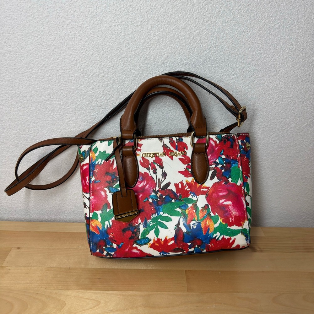 Christian Siriano for Payless Floral Satchel Crossbody Bag White Red *FLAWS